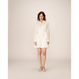 Grace & Mila Korte geborduurde hemdjurk met lange mouwen PRALINE