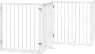 vidaXL Dog Gate with Door Foldable 12 Panels White 960 cm Poplar Wood vidaXL