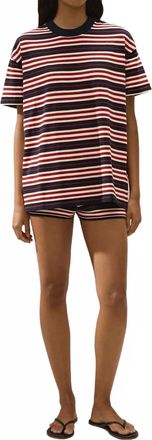 Faithfull The Brand Le Paz Short Sleeve Top In Cila Stripe Navy