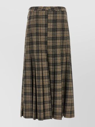 Brunello Cucinelli wool tartan pleated maxi skirt