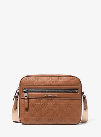 Michael Kors Jet Set Logo Embossed Leather Crossbody Bag