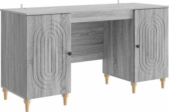 vidaXL Escritorio Gris Sonoma 142,5 X 50 X 75 Cm Madera De Ingenier&iacute;a Vidaxl