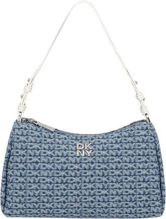 DKNY Remy Schoudertas met Ritssluiting Boven - Dames - Schoudertassen - Blauw - ONE Size - Denim - Tassen