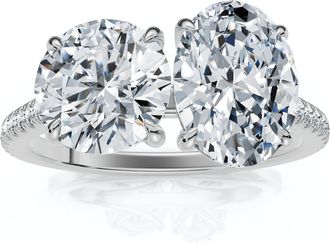 Pompeii3 2 1/10Ct Toi et Moi Oval & Round Diamond Ring 14k Gold or Platinum Lab Grown