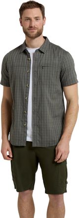 Mountain Warehouse Holiday Mens Cotton Shirt - Easy Care Shirt, Lightweight Casual Shirt, Mesh Lining Top - for Travelling, Camping & Hiking Dark Green XS