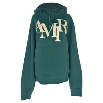 Amiri Logo-Applique Hoodie in Green Cotton