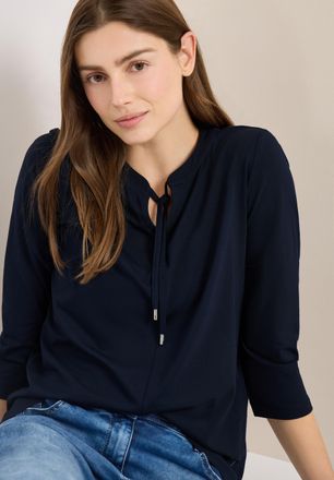 Cecil 3/4-Arm-Shirt CECIL, Damen, Gr. XL (44), universal blau, Jersey, Obermaterial: 48% Baumwolle, 48% Modal, 4% Elasthan, unifarben, l&auml;ssig geschnitten h&uuml;
