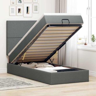 vidaXL Estructura Cama Otomana Colch&oacute;n Tela Gris Oscuro 90x190cm Vidaxl