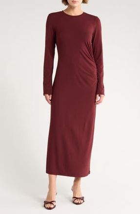 Vince Long Sleeve Ruched Dress in Black Rose at Nordstrom Rack, Size X-Small