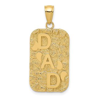 Diamond2Deal 10k Yellow Gold DAD Nugget Dog Tag Pendant