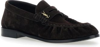 Saint Laurent Womens Loafers Le Loafer Brown Suede