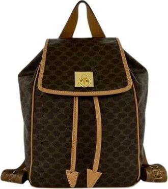 Celine Pre-owned Macadam Triomphe Leren Rugzak - Dames - Vintage Rugzakken - Bruin - ONE Size - Leer - Vintage