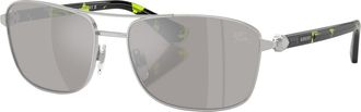 Burberry Light Grey MIrror Silver Rectangular Mens Sunglasses BE3163 10056G 60