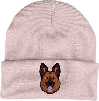 Bang Tidy Clothing German Shepherd Beanie Hat - Dog Lovers Gifts for Women Men - Knitted Winter Hats - Embroidered - Acrylic - PPink