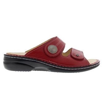 Finn Comfort 2550 Sansibar Venezia Leather Womens Slides Sandals - Red - Size:UK 5.5
