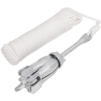 vidaXL Ancla Plegable Cuerda Hierro Fundido Galvanizado Plata 8 Kg Vidaxl