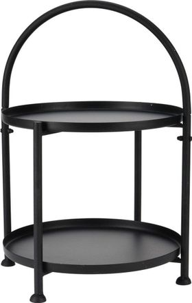 ECD Germany Ecd Germany - Mesa Auxiliar Redonda &Oslash; 30 X 45 Cm De Metal Mesita De Centro 2 Niveles Con Asa Velador Negro De Sal&oacute;n Para Caf&eacute; Consola De Noche Estilo 