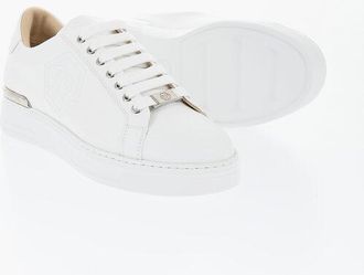 Philipp Plein Low HEXAGON Leather Sneakers with Ton-sur-Ton Logo size 41