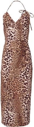 Carolina Herrera leopard print halterneck dress - women - Cotton/Elastane - 2 - Brown