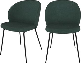 Rendez-Vous Déco Set de 2 sillas verdes en tejido bouclé con base de metal