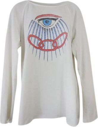 Raquel Allegra Ivory Evil Eye Print Cotton Jersey Sweatshirt Size M