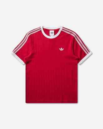 adidas Men s Drop Needle 3-Stripes T-Shirt Team Victory Red
