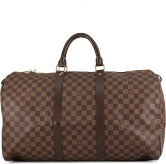 Louis Vuitton Damier Brown Damier Canvas Ebene Boston Bag (Pre-Owned)