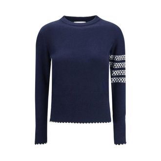 Thom Browne Dames, Truien, Blauw, Maat: XS Wol
