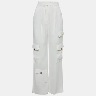 Elisabetta Franchi White Crepe Cargo Pants