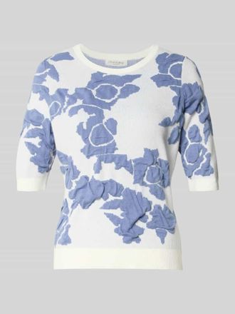 Christian Berg Strickpullover im Allover-Look mit 1/2-Arm in Jeansblau, Gr&ouml;&szlig;e XXL