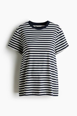 H&M MAMA Baumwoll-T-Shirt - Weiss/Marineblau Gestreift