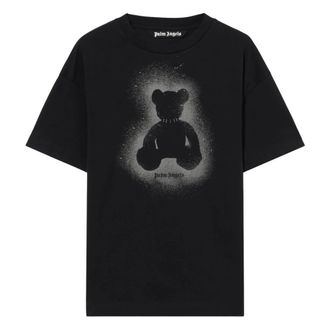 Palm Angels T-Shirts, male, Black, Size: 2XL Spray Bear Over Tee