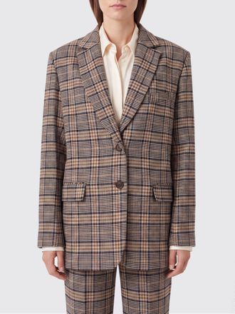 Anine Bing Relaxed Fit Single-Breasted Tartan Viscose-Blend Blazer