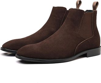 Generic Mens Chelsea Boots Faux Suede Casual Dress Boots for Men Slip-On Ankle Boots Stylish Comfortable PU Leather Shoes for Business, Work, Party, or Daily 