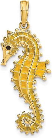 Diamond2Deal 14k Yellow Gold 3-D Yellow Enamel Seahorse Charm