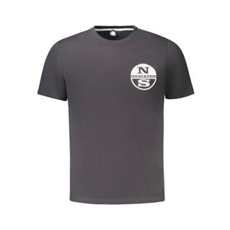 North Sails T-Shirts, male, Gray, 2XL, Black Cotton T-Shirt | Style: Schwarzes