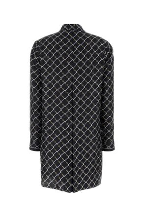 Gucci Womens Printed Silk Mini Dress Blackwhitemc Abiti