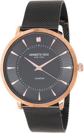 Kenneth Cole Mens 3-Hand Diamond Mesh Strap Watch, 45mm in Black at Nordstrom Rack