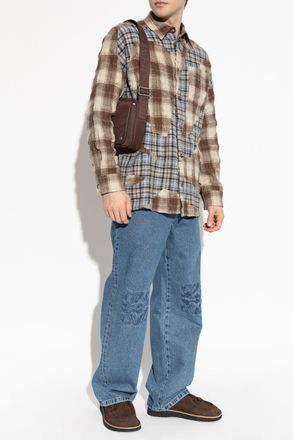 Loewe Sweater Made Of Combined Materials, Mens, Brown