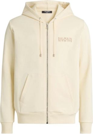 Balmain Mirror zip-up hoodie - Heren - Vesten met rits - Beige - L - Katoen - Hoodies & sweatvesten