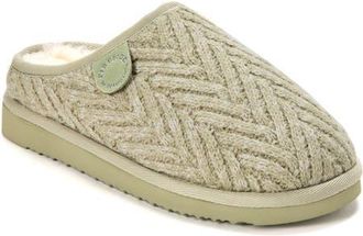 Dearfoams Fireside Greta Genuine Shearling Knit Clog Slipper in Seagrass at Nordstrom, Size 10