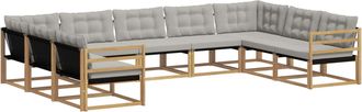 vidaXL Conjunto De Sof&aacute;s De Exterior 9 Uds. Blanco Y Gris Claro Vidaxl