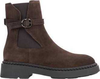 Estro & Luminara Enkellaarsjes met Decoratieve Band - Dames - Enkellaarsjes - Bruin - 39 EU - Leer - Schoenen