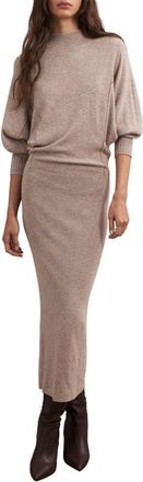 Reiss Suni Long Sleeve Maxi Sweater Dress in Neutral at Nordstrom, Size X-Large