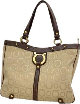 Ferragamo Pre-owned Tote Bags, female, Beige, Size: ONE SIZE Pre-owned Tote Bag