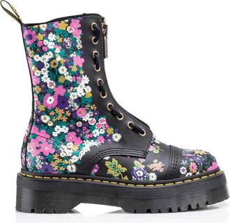 Dr. Martens Floral High-Top Leren Schoenen - Dames - Veterlaarzen - Veelkleurig - 37 EU - Leer - Schoenen