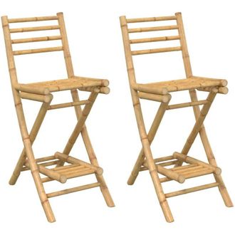 vidaXL Vidaxl - Taburetes De Bar Para Exterior Con Reposapi&eacute;s 2 Uds. Plegables