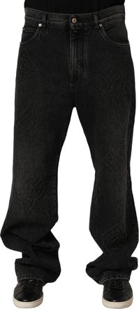 Dolce & Gabbana Mens Dark Gray Cotton Wideleg Oversize Denim Jeans Clothing