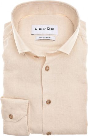 Led&ucirc;b linnen Ledub overhemd beige effen normale fit