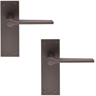 Loops 2x PAIR Flat Straight Handle on Slim Latch Backplate 150 x 50mm Matt Bronze